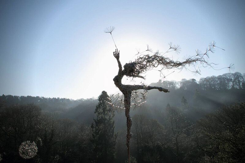 Amazing Stainless Steel Wire Fairies by Robin Wight UK sculptor Robin Wight creates dramatic scenes of wind-blown fairies clutching dandelions, clinging to trees, and seemingly suspended in midair, all with densely wrapped forms of stainless steel wire. “Inspired by an inexplicable real life encou…