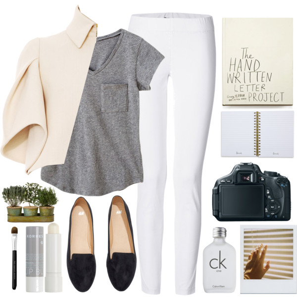 A fashion look from June 2014 featuring Delpozo jackets, Joseph leggings and H&amp;amp;M loafers. Browse and shop related looks.