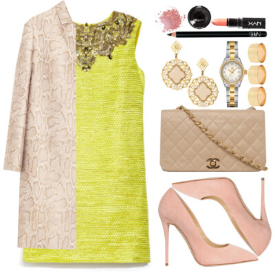 A fashion look from December 2013 featuring Marchesa dresses, STELLA McCARTNEY coats and Giuseppe Zanotti pumps. Browse and shop related looks.