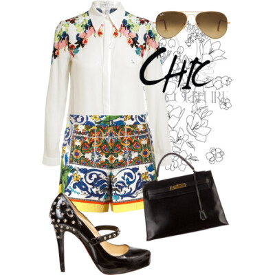 A fashion look from August 2014 featuring Erdem tops, Dolce&amp;amp;Gabbana shorts and Christian Louboutin pumps. Browse and shop related looks.