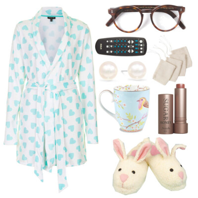 A fashion look from July 2014 featuring Topshop robes, Honora earrings and Cutler and Gross eyeglasses. Browse and shop related looks.