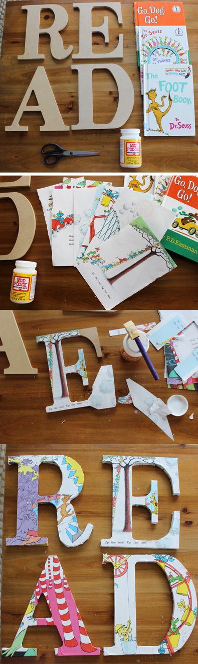 DIY Dr. Seuss letters for Children’s Book Nook