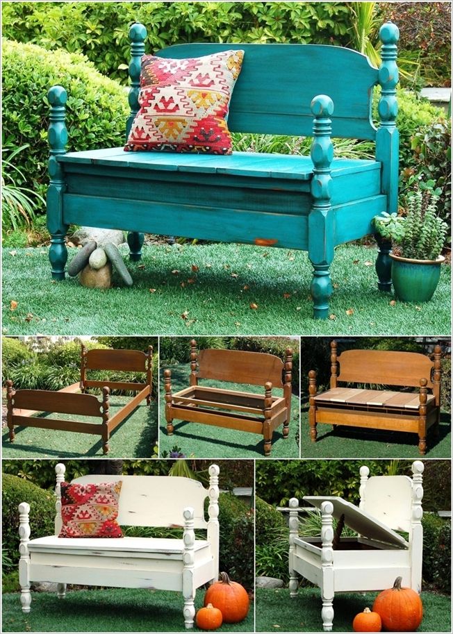 Old Beds Got a Makeover into These Wonderful Benches - These are cool. Would be fun for the porch if I could find one at a garage sale