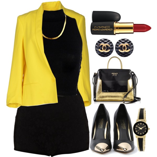 A fashion look from June 2014 featuring Motel tops, Jenni Kayne blazers and Versace handbags. Browse and shop related looks.