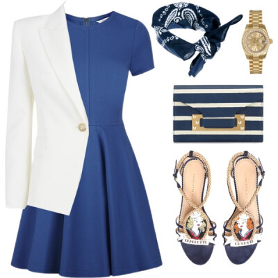 A fashion look from April 2014 featuring Diane Von Furstenberg dresses, Balmain blazers and Charlotte Olympia sandals. Browse and shop related looks.