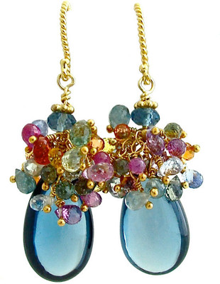 1STDIBS.COM Jewelry &amp;amp; Watches - Karen Sugarman - London Blue Topaz, Sapphires &amp;amp; Natural Blue Zircon Earrings - Karen Sugarman Designs 耳环