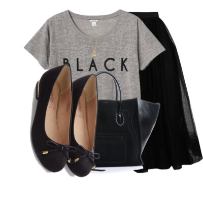 A fashion look from December 2013 featuring Monki t-shirts, Martin Grant skirts and Accessorize flats. Browse and shop related looks.
