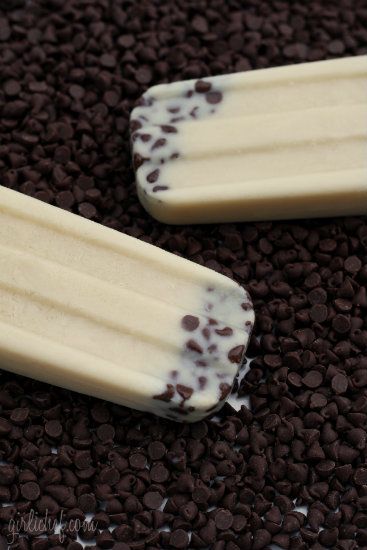 Cookie dough popsicles.. made with almond milk, these are low fat and low cal! Healthy eating can have some sweet treats :D