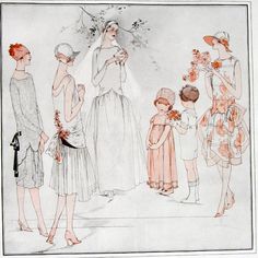 1920s style flowergirl dresses | Vintage Fashion illustration Wedding Gown Bridesmaids 1920s - Second ...