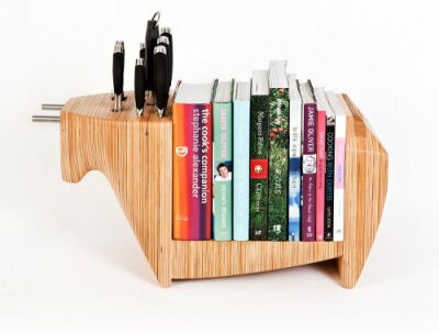 kitchen bull: knife block and cookbook holder