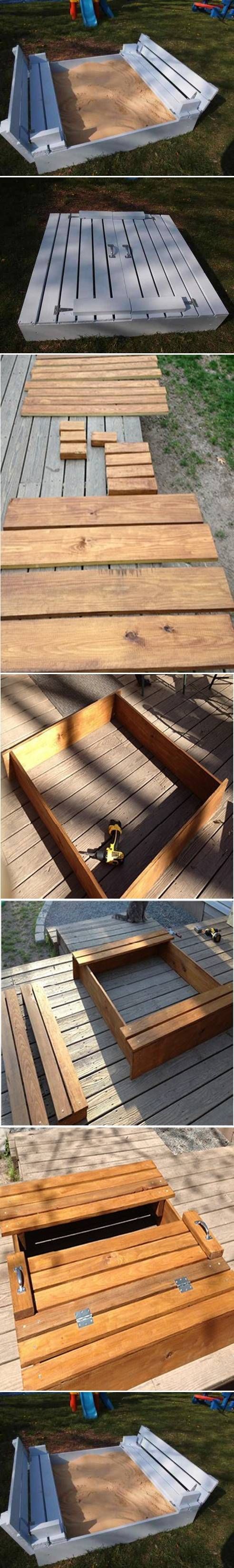 DIY Sandbox with cover and seats