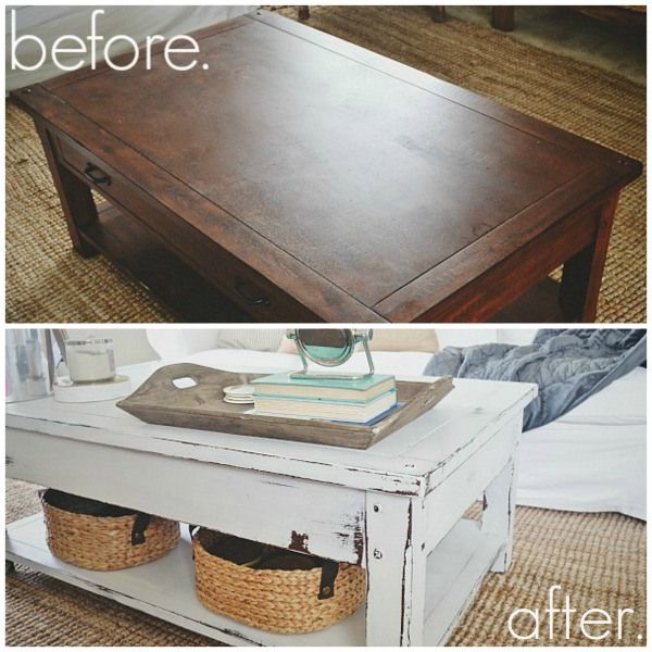 Milk paint coffee table makeover- lizmarieblog.com