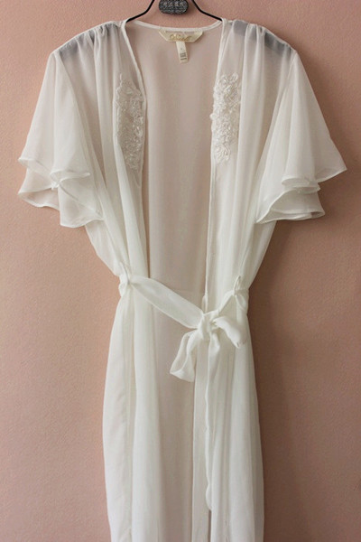 大码女睡袍白色仙女睡衣配腰带柔软舒适孕妇睡裙胖妹妹装新娘礼物