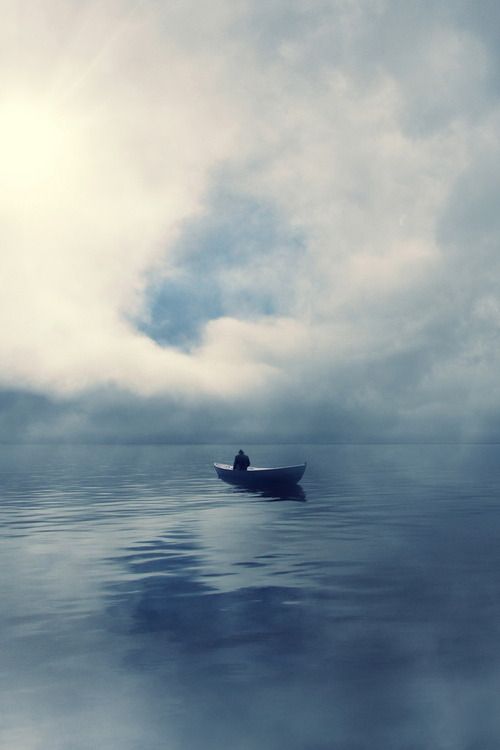 ♂ Solitude nature Ocean and Clouds man and boat