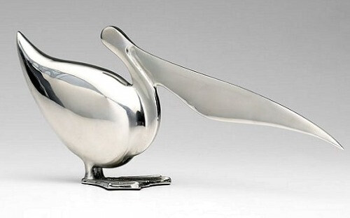 modern chrome pelican sculpture