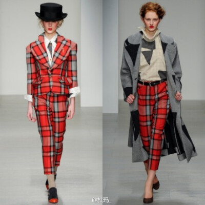 Vivienne Westwood Red Label 2014年秋冬成衣展 ｜设计灵感来源于Vivienne Westwood自己上世纪二战后的童年，每一件鸡尾酒礼服、大衣的设计与剪裁都似乎在追忆那个特殊的年代。红唇和珍珠虽不单单只属于那个年代，但…