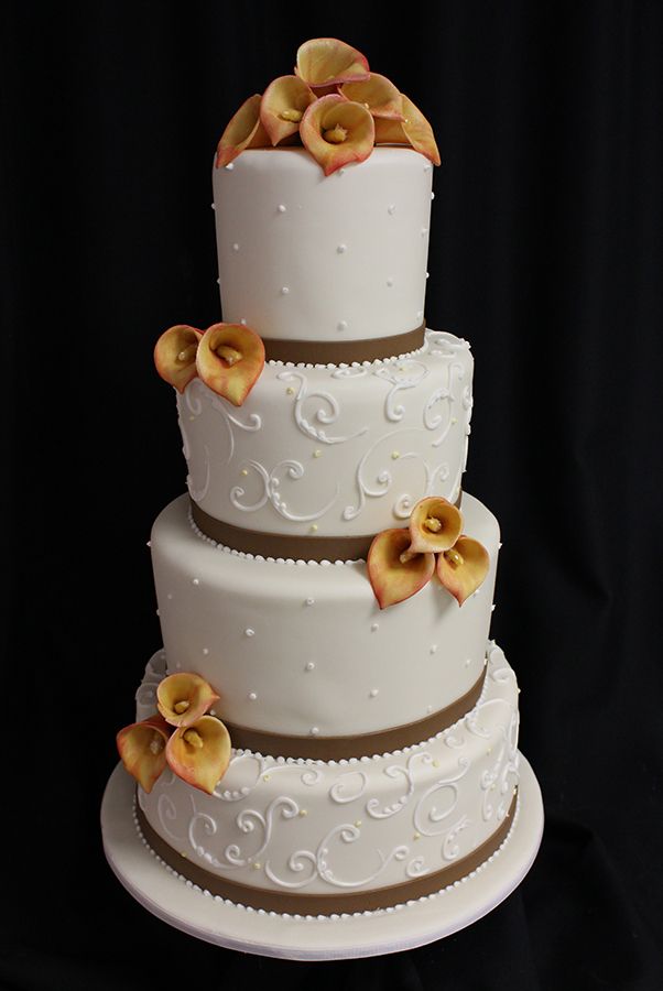 Mango Cala lily wedding cake