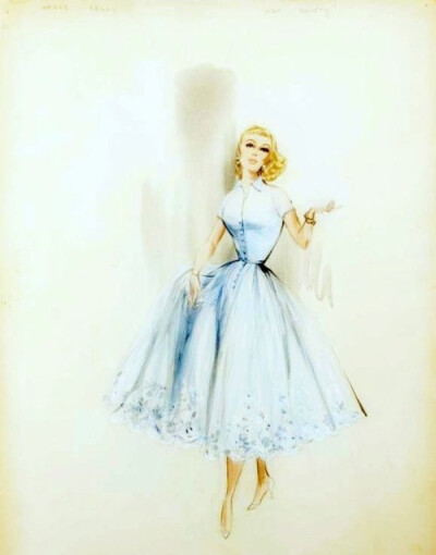 Edith Head Sketch High Society worn by Grace Kelly