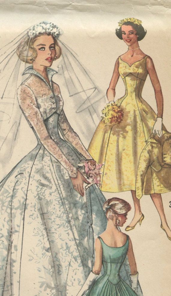 1950s Simplicity 2066 Vintage Wedding Dress by GreyDogVintage, $68.00