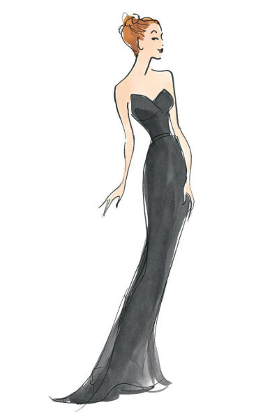 The dress worn by Madame X, fashion illustrator Donna Mehalko