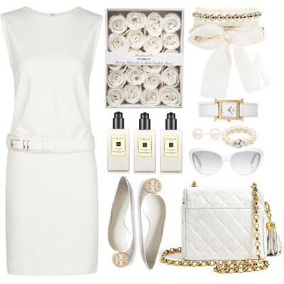 A fashion look from March 2014 featuring Mango dresses, Tory Burch flats and Chanel handbags. Browse and shop related looks.