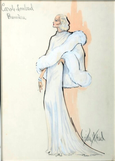 Edith Head sketch for Carole Lombard