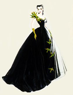 Walter Plunkett design sketches for Vivien Leigh as Scarlett O'Hara in Gone With the Wind