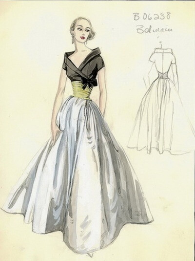 Balmain Gown fashion sketch