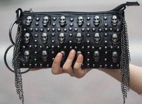 Skulls Studs Clutch Bag Black Gothic. Put this on a long strap and I'd be ALL over this!