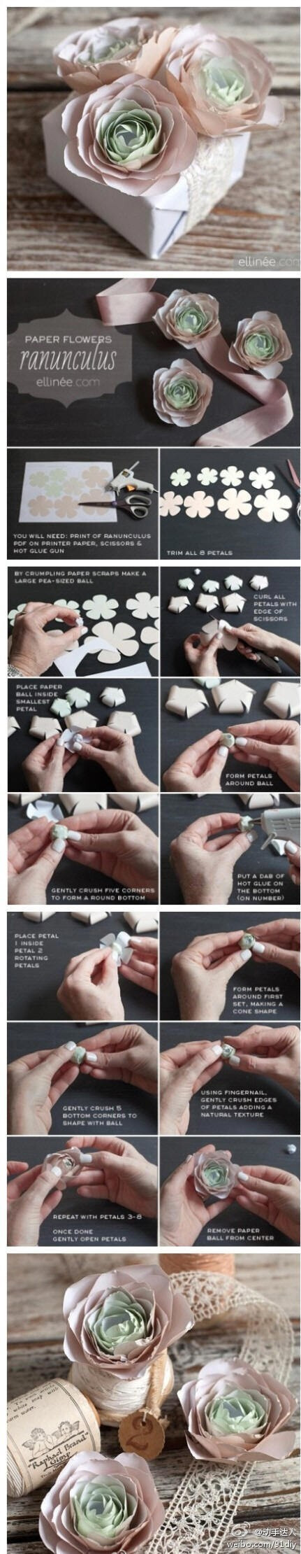 【9款美美的纸花DIY】包装礼物绝对用的上哦！