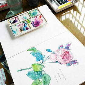 ：在爱 - MelodyH_水彩,每日一涂,小清新,植物_涂鸦王国