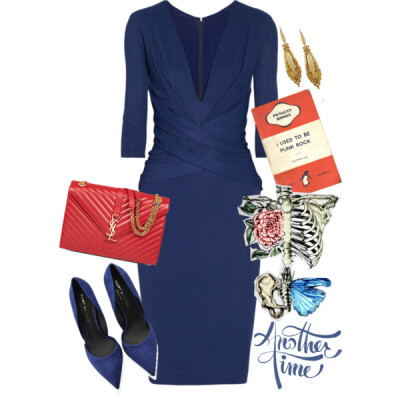 A fashion look from April 2014 featuring Donna Karan dresses, Kurt Geiger pumps and Yves Saint Laurent handbags. Browse and shop related looks.