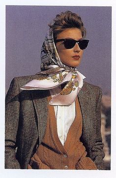 Hermes scarf and tweed jacket ... casual elegance and to make it a complete classy outfit - Raybans!