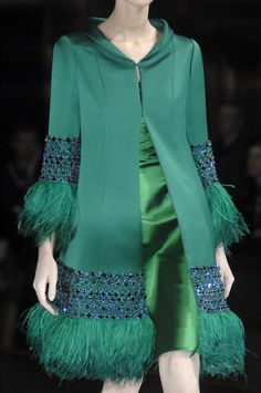 Valentino,green,satin,feathers.....Ok now all I need is Cartier to finish the look and an invitation to the opera :)