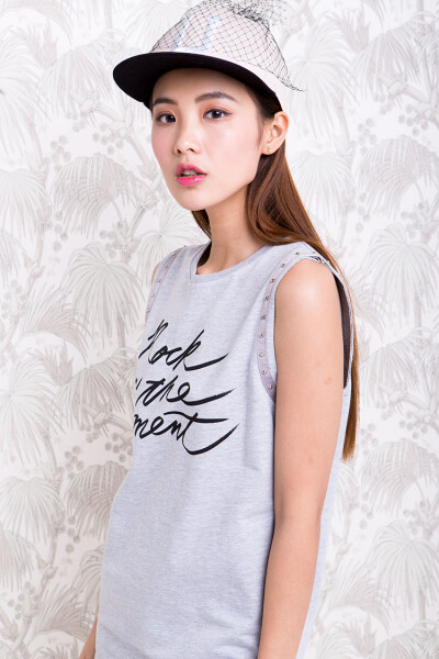 YOHO有货 dress lab 摇滚slogan print两穿T恤