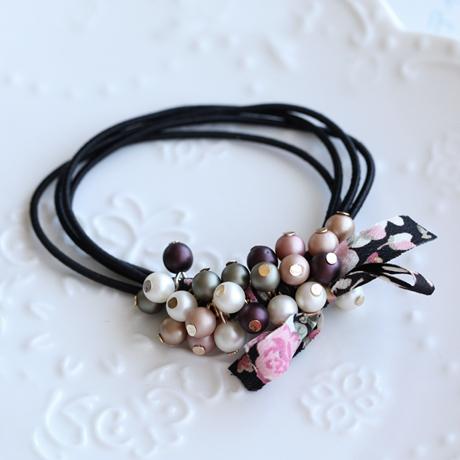 韩国进口 雪纺缠绕珠珠发圈