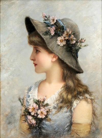 “Portrait of a Young Girl” (1885) by Emile Eisman-Semenowsky (1857-1911).