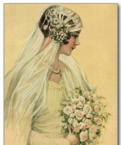 Vintage Victorian Bride in Profile Bridal Portrait Postcards #wedding