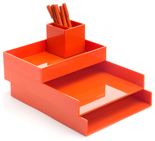 Desktop Set, Orange contemporary-desk-accessories