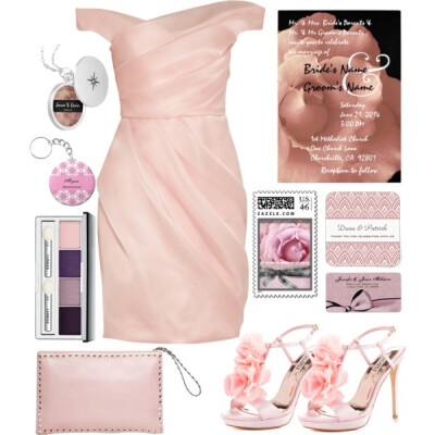 A fashion look from January 2014 featuring Lela Rose dresses, Badgley Mischka sandals and Valentino clutches. Browse and shop related looks.