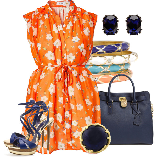 A fashion look from April 2013 featuring Fount dresses, Elie Saab sandals and MICHAEL Michael Kors tote bags. Browse and shop related looks.