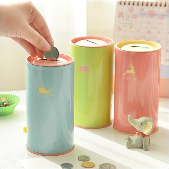 韩国文具 糖果色可爱 影子动物 创意储蓄罐 金属 存钱罐 收纳盒