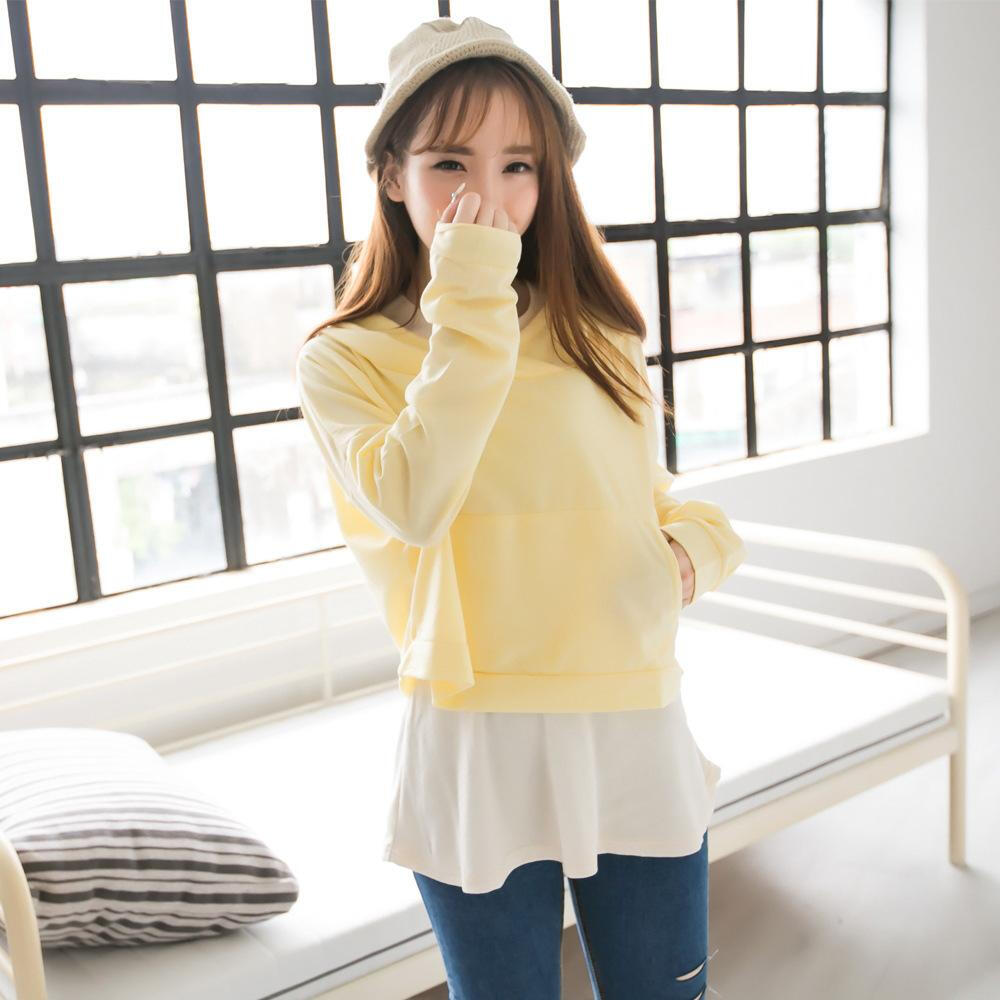 韩版女装 早秋套装时尚~百搭连帽宽松插袋长袖卫衣连衣裙