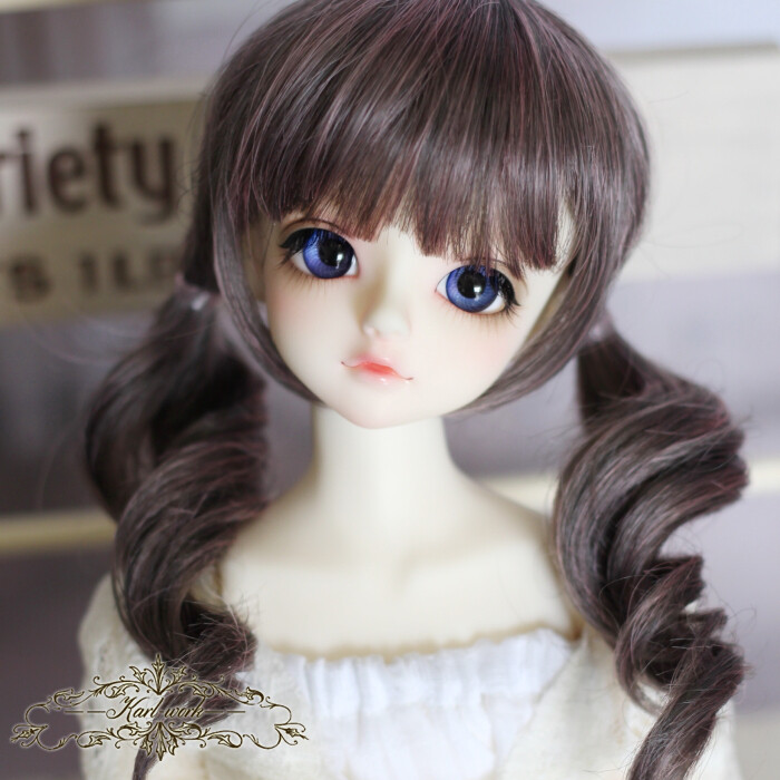 Karl-work bjd 4分 1/4 MSD 假发 假毛 灰色双马尾卷发