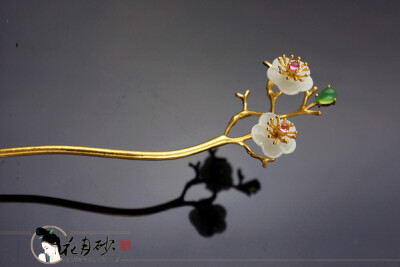 『花月砂』纯银镶嵌梅花簪·『疏影』