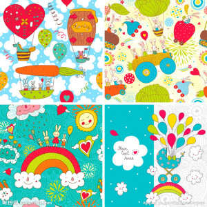 儿童卡通背景 婴儿车 气球 彩球 卡通动物 彩虹 兔子 爱心 热气球 玩具 水果玩具 蔬菜玩具 玉米 苹果 可爱 手绘 时尚 梦幻 背景 儿童乐园 手绘