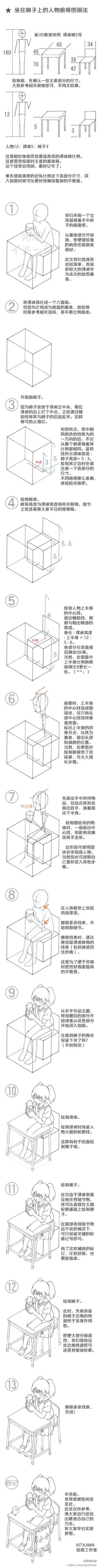 【坐在椅子上的人物俯视图画法】