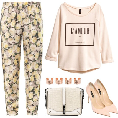 A fashion look from August 2014 featuring H&amp;amp;M sweatshirts, ADAM pants and Dolce&amp;amp;Gabbana pumps. Browse and shop related looks.