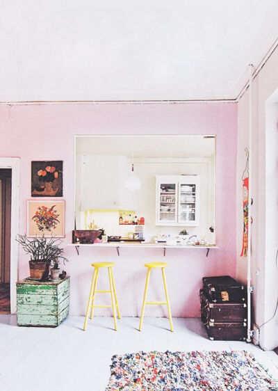 pink kitchen counter / urban vintage