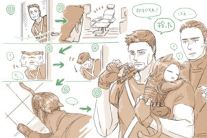 #叉冬##吧唧喵##Bucky Barnes##Brock Rumlow# shamolock.tumblr.com/post/96756557659 呜呜呜呜呜呜吧唧喵困了要趴身上睡觉呜呜呜呜 太太也出本好么呜呜